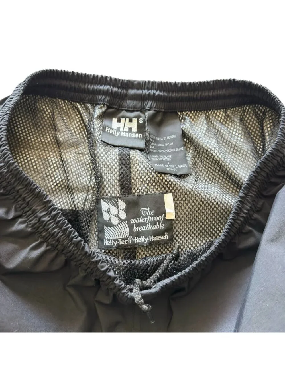 Vtg Helly Hansen L Tech Ski Pants Waterproof Breathable Side Zip Black Snowboard